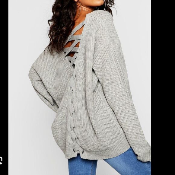 Cotton on cream lace up back sweater size L - Picture 1 of 9